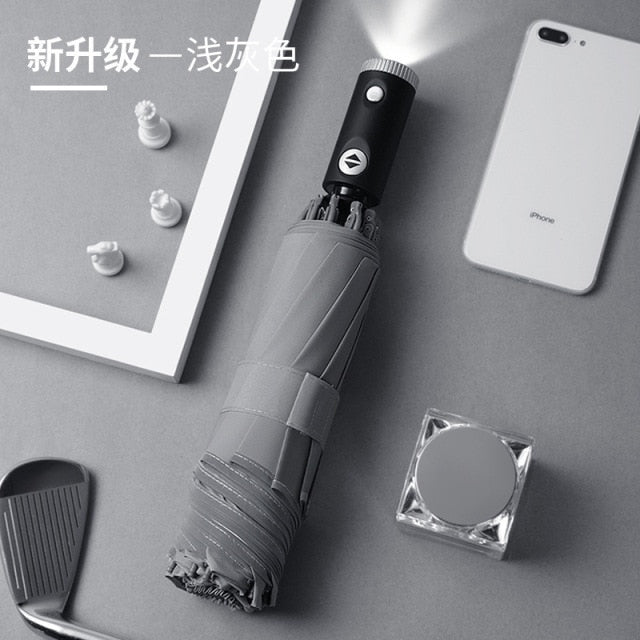Xiaomi Automatischer Regenschirm mit reflektierendem Streifen Reverse Led Light Umbrella Academy 10 Ribs 3-fach klappbarer umgekehrter Regenschirm
