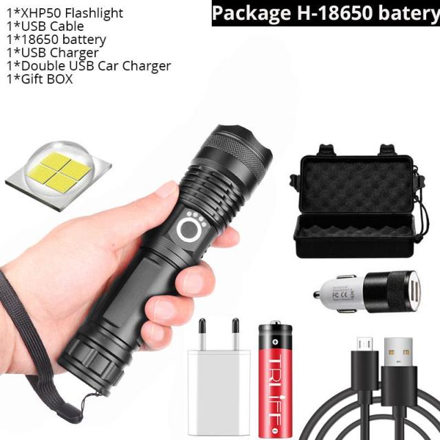 Drop Shipping xhp50.3most powerful flashlight 5 Modes usb Zoom led torch xhp50 18650 or 26650 battery Best Camping, Outdoor