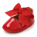 Zapatos de bebé recién nacido, zapatos de bebé (niño o niña), zapatos de vestir de PU antideslizantes con suela de goma con lazo clásico para niña, zapatos de cuna para primeros pasos para niños pequeños