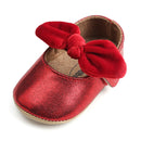Zapatos de bebé recién nacido, zapatos de bebé (niño o niña), zapatos de vestir de PU antideslizantes con suela de goma con lazo clásico para niña, zapatos de cuna para primeros pasos para niños pequeños