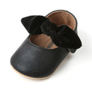 Zapatos de bebé recién nacido, zapatos de bebé (niño o niña), zapatos de vestir de PU antideslizantes con suela de goma con lazo clásico para niña, zapatos de cuna para primeros pasos para niños pequeños