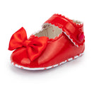 Zapatos de bebé recién nacido, zapatos de bebé (niño o niña), zapatos de vestir de PU antideslizantes con suela de goma con lazo clásico para niña, zapatos de cuna para primeros pasos para niños pequeños