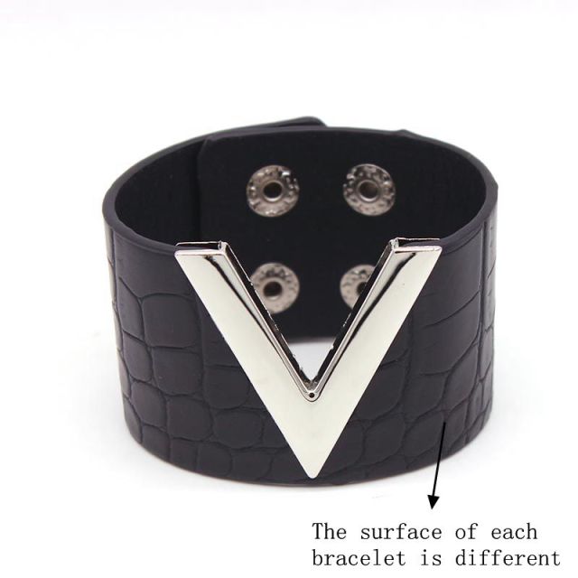 Europe Crack Leather Bracelet For Women Femme All-Match V Word Wide Punk Style Soft Jewellery Cool Wholesale