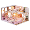 Ensamblar DIY casa de madera casa de muñecas kit casas de muñecas en miniatura de madera casa de muñecas en miniatura juguetes con muebles luces LED regalo
