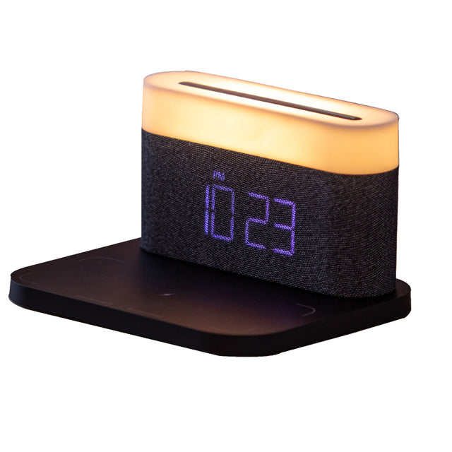 Despertador de carga inalámbrica Qi multifuncional de 10 W, luz LED nocturna para iPhone 11 12 Pro, carga ajustable, táctil, tres colores