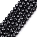 Smooth Black Agates Natural Stone Beads For Jewelry Making Round Onyx Loose Beads 4 6 8 10 12mm Diy Bracelet Necklace 15inches