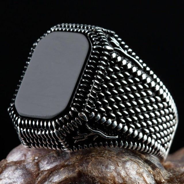 Anillo de sello turco hecho a mano Vintage de 30 estilos para hombres y mujeres, anillos Punk de piedra de ónix negro de Color plateado antiguo, joyería religiosa