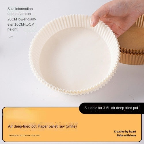 50 Stück Spezialpapier zum Backen von Heißluftfritteusen, ölbeständiges und ölabsorbierendes Papier für Haushaltsgrillplatten, Lebensmittelöfen