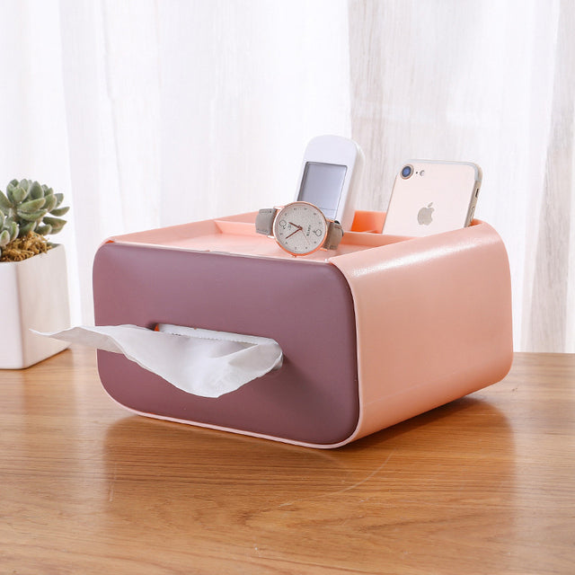 Tissue Storage Box Napkin Holder Multifunctional Sundries Storage Ontainer Living Room Stationery Organizer Box for Home Office