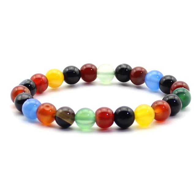 Pulsera de cuentas naturales para hombre, piedra Natural de 8mm, roca de lava, ojo de tigre, ónix negro, cuentas curativas mate, abalorio elástico, joyería de Yoga para mujer