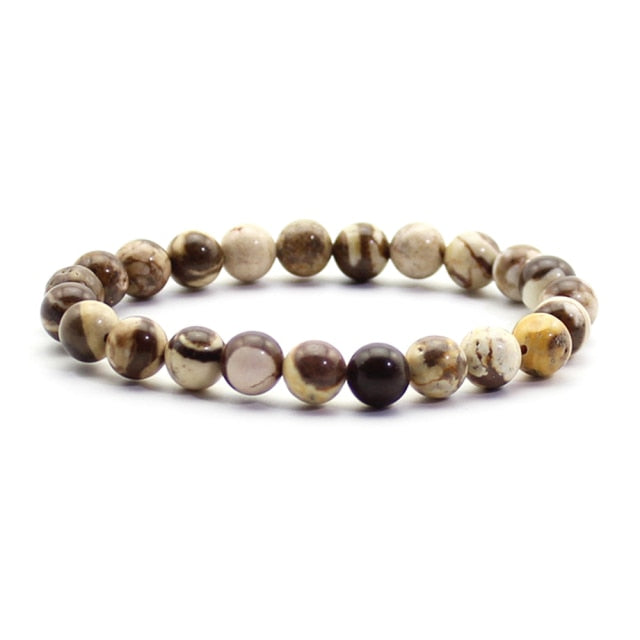 Pulsera de cuentas naturales para hombre, piedra Natural de 8mm, roca de lava, ojo de tigre, ónix negro, cuentas curativas mate, abalorio elástico, joyería de Yoga para mujer