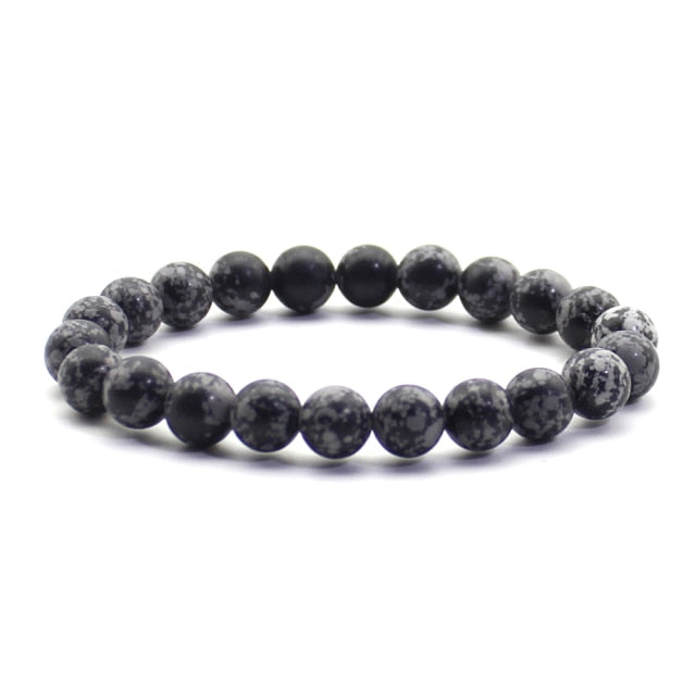 Pulsera de cuentas naturales para hombre, piedra Natural de 8mm, roca de lava, ojo de tigre, ónix negro, cuentas curativas mate, abalorio elástico, joyería de Yoga para mujer