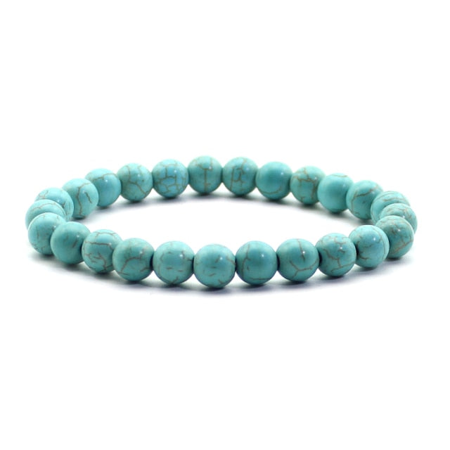 Pulsera de cuentas naturales para hombre, piedra Natural de 8mm, roca de lava, ojo de tigre, ónix negro, cuentas curativas mate, abalorio elástico, joyería de Yoga para mujer