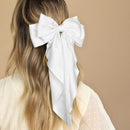 New Women Large Bow Hairpin Summer Chiffon Big Bowknot Stain Bow Barrettes Women Solid Color Ponytail Clip Hair Accessories