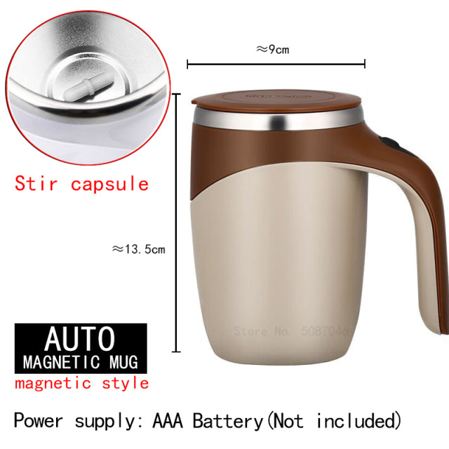 Nueva taza magnética autoagitadora automática, creativa taza mezcladora de café y leche de acero inoxidable, batidora inteligente perezosa, taza térmica