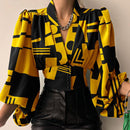 Primavera moda mujer camisa linterna manga larga Casual Color sólido impreso botones delgados cuello en V blusa conmutar High Street camisas