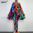 Sexy bech high-quality hand-rolled feel silk rayon fashion print 2021 WINYI Maxi women&