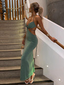 Ggbaofan Bandage Sexy Backless Maxi Dresses Club Party Summer Holiday Dress Cut Out Sleeveless Elegant Long Dress Robe