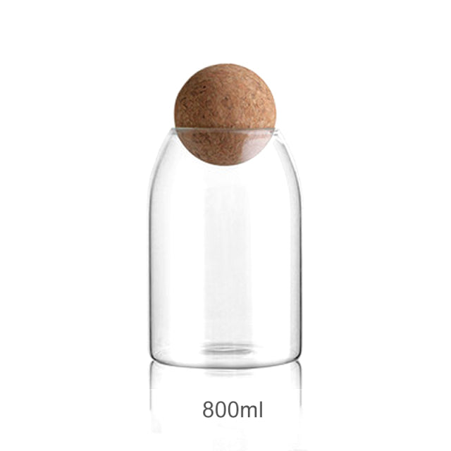 Ball Cork Lead-Free Glass Jar Transparent Sealed Tank Sealed Tea Cans Cereals Storage Bottle Spice Bottle Can Grains Container