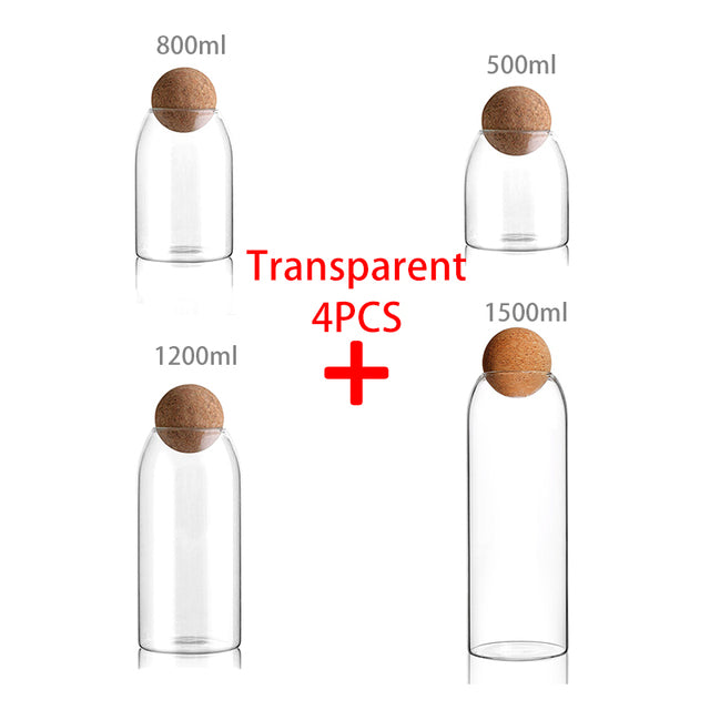 Ball Cork Lead-Free Glass Jar Transparent Sealed Tank Sealed Tea Cans Cereals Storage Bottle Spice Bottle Can Grains Container