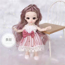 BJD Mini 16 cm Puppe 13 bewegliche Gelenke 1/12 Mehrfarbige Haarprinzessin Puppe und Kleidung können Mädchen DIY Spielzeug Geburtstagsgeschenke verkleiden