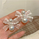 Korean Retro Asymmetric Butterfly Imitation Pearl Earrings Fashion Round Flower Brincos Long Statement Wings Earrings Jewelry