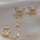 Korean Retro Asymmetric Butterfly Imitation Pearl Earrings Fashion Round Flower Brincos Long Statement Wings Earrings Jewelry