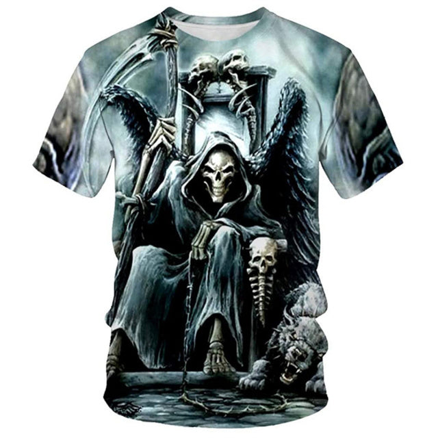 3D Printing Oversized Skull T Shirt For Men Streetwear Hip Hop Trend Oversized Personality Punk Tops Harajuku Leisure Top Tees