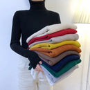 Zoki New 2022 Women Pullover Turtleneck Sweater Autumn Long Sleeve Slim Elastic Korean Simple Basic Cheap Jumper Solid Color Top