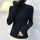 Zoki New 2022 Women Pullover Turtleneck Sweater Autumn Long Sleeve Slim Elastic Korean Simple Basic Cheap Jumper Solid Color Top