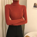 Zoki New 2022 Women Pullover Turtleneck Sweater Autumn Long Sleeve Slim Elastic Korean Simple Basic Cheap Jumper Solid Color Top