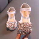 2022 neue Kinderschuhe Perle Strass glänzende Kinder Prinzessin Schuhe Baby Mädchen Schuhe für Party und Hochzeit D487