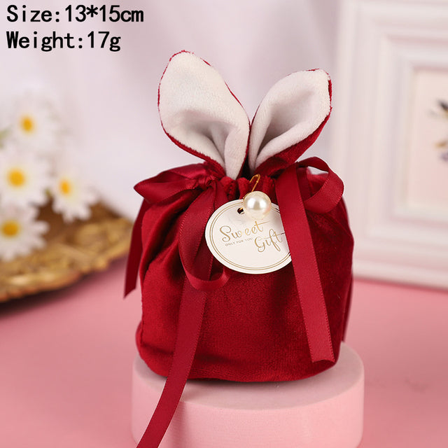 Velvet Easter Bags Cute Bunny Gift Packing Bags Dropshipping Rabbit Chocolate Candy Bags Wedding Birthday Party Decoration 2022