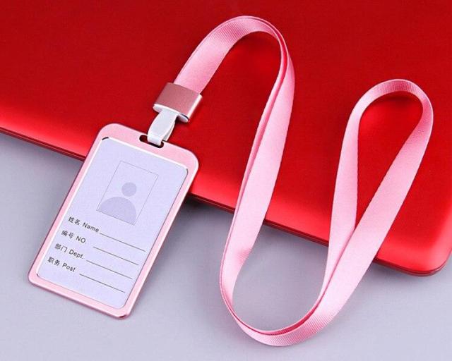 Fashion Card Cover Women Aluminum Alloy Work Name Card Holders Business Work Card ID Badge Lanyard Holder Metal Bags Case
