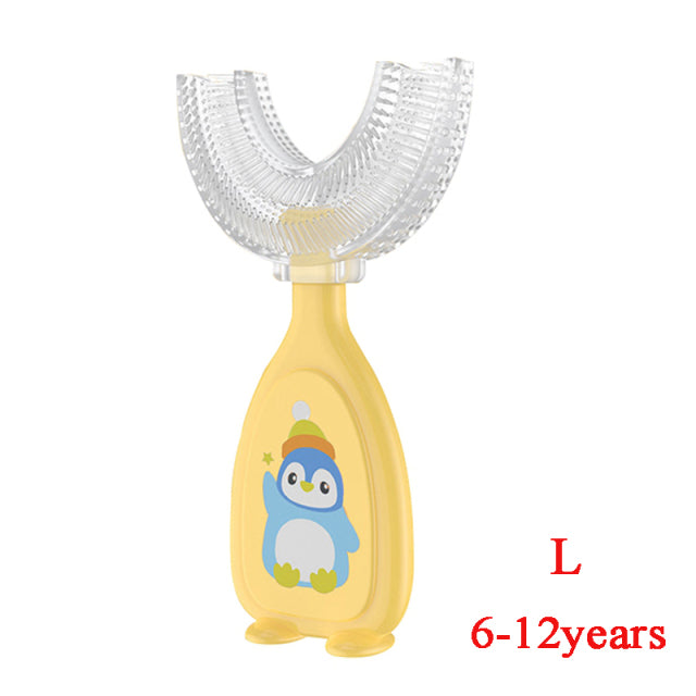 Cepillo de dientes en forma de U para niños de 2 a 12 años, cepillo de limpieza para el cuidado bucal de los niños, herramienta de limpieza para blanquear los dientes de silicona suave