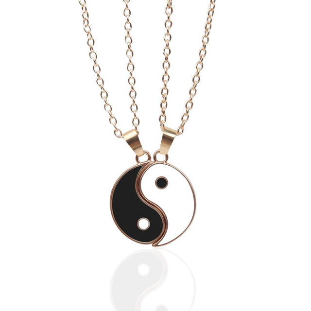 Tai Chi Yin Yang Couple Bracelets Alloy Pendant Adjustable Braid Chain Bracelet Necklace Matching Lover Bracelets Necklaces