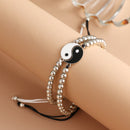 Tai Chi Yin Yang Couple Bracelets Alloy Pendant Adjustable Braid Chain Bracelet Necklace Matching Lover Bracelets Necklaces