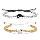 Tai Chi Yin Yang Couple Bracelets Alloy Pendant Adjustable Braid Chain Bracelet Necklace Matching Lover Bracelets Necklaces