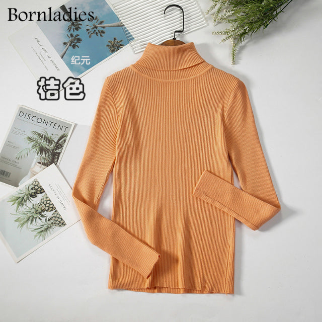 Bornladies 2022, suéteres básicos de cuello alto para mujer, Tops de Otoño Invierno, suéter ajustado para mujer, suéter de punto, Jersey suave y cálido