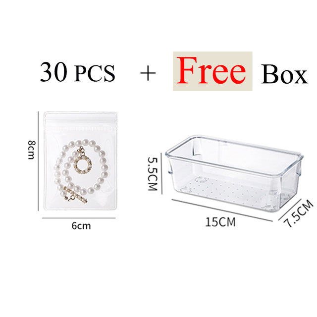 New Anti-oxidation Jewelry Storage Bag Desktop Drawer Organizer Transparent Necklace Bracelet Ring Holder Ziplock Bag Storage