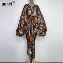 Sexy bech high-quality hand-rolled feel silk rayon fashion print 2021 WINYI Maxi women&