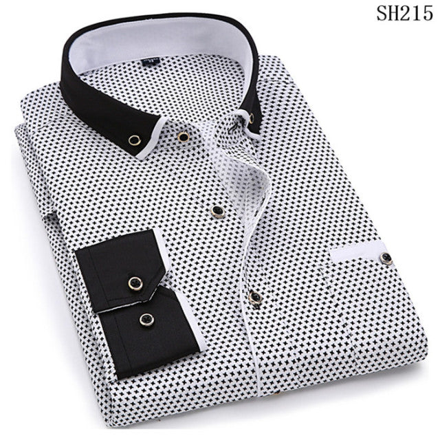 2022 Männer Mode Casual Langarm Bedrucktes Hemd Slim Fit Male Social Business Dress Shirts Marke Für Männer Weich Bequem