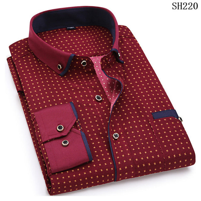 2022 Men Fashion Casual Long Sleeved Printed Shirt Slim Fit Male Social Business Dress Shirts Brand For Men Soft Comfortable