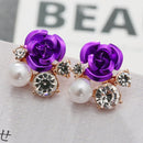 2022 Art- und Weiseschmucksache-ethnische rote Rosen-Tropfen-Ohrringe große Strass-Ohrring-Weinlese für Frauen-Rosen-Goldspirale baumeln Ohrring