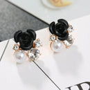 2022 Art- und Weiseschmucksache-ethnische rote Rosen-Tropfen-Ohrringe große Strass-Ohrring-Weinlese für Frauen-Rosen-Goldspirale baumeln Ohrring