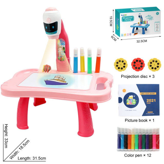 Niños LED proyector tablero de dibujo niños pintura mesa escritorio Montessori aprendizaje educativo escritura tableta para niño niña Juguetes