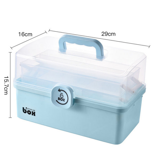 Contenedor de primeros auxilios portátil Caja de almacenamiento de medicamentos de plástico transparente Organizador de almacenamiento de kit de emergencia familiar de gran capacidad