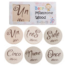 6 Pcs Wooden Spanish Letters Baby Milestone Cards Newborn Birth Monthly Recording Photo Cards Kids Growth Album Souvenir Props