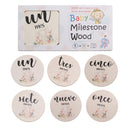 6 Pcs Wooden Spanish Letters Baby Milestone Cards Newborn Birth Monthly Recording Photo Cards Kids Growth Album Souvenir Props