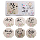 6 Pcs Wooden Spanish Letters Baby Milestone Cards Newborn Birth Monthly Recording Photo Cards Kids Growth Album Souvenir Props